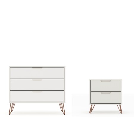 Manhattan Comfort Rockefeller Dresser and Nightstand Set, Off White 104GMC8